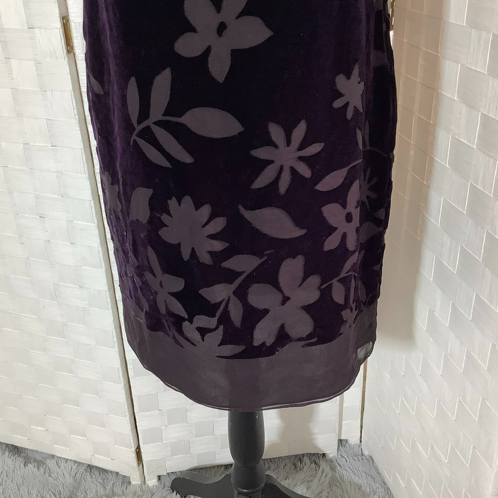 Liz claiborne night plum purple floral velvet dress size 8 - Picture 8 of 13